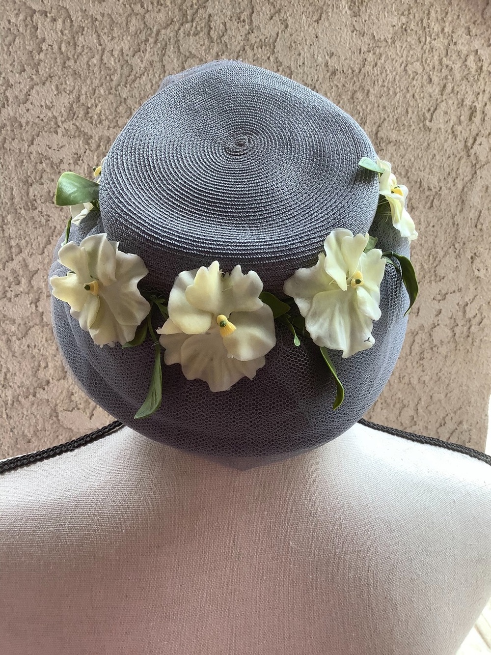 Vintage Gray Floral Hat
